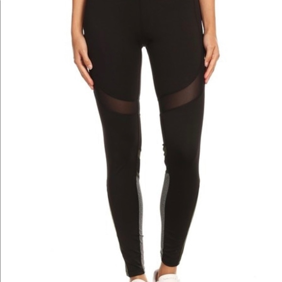 OLIVE MULTI MESH PANEL WORKOUT LEGGINGS - Picture 4 of 5